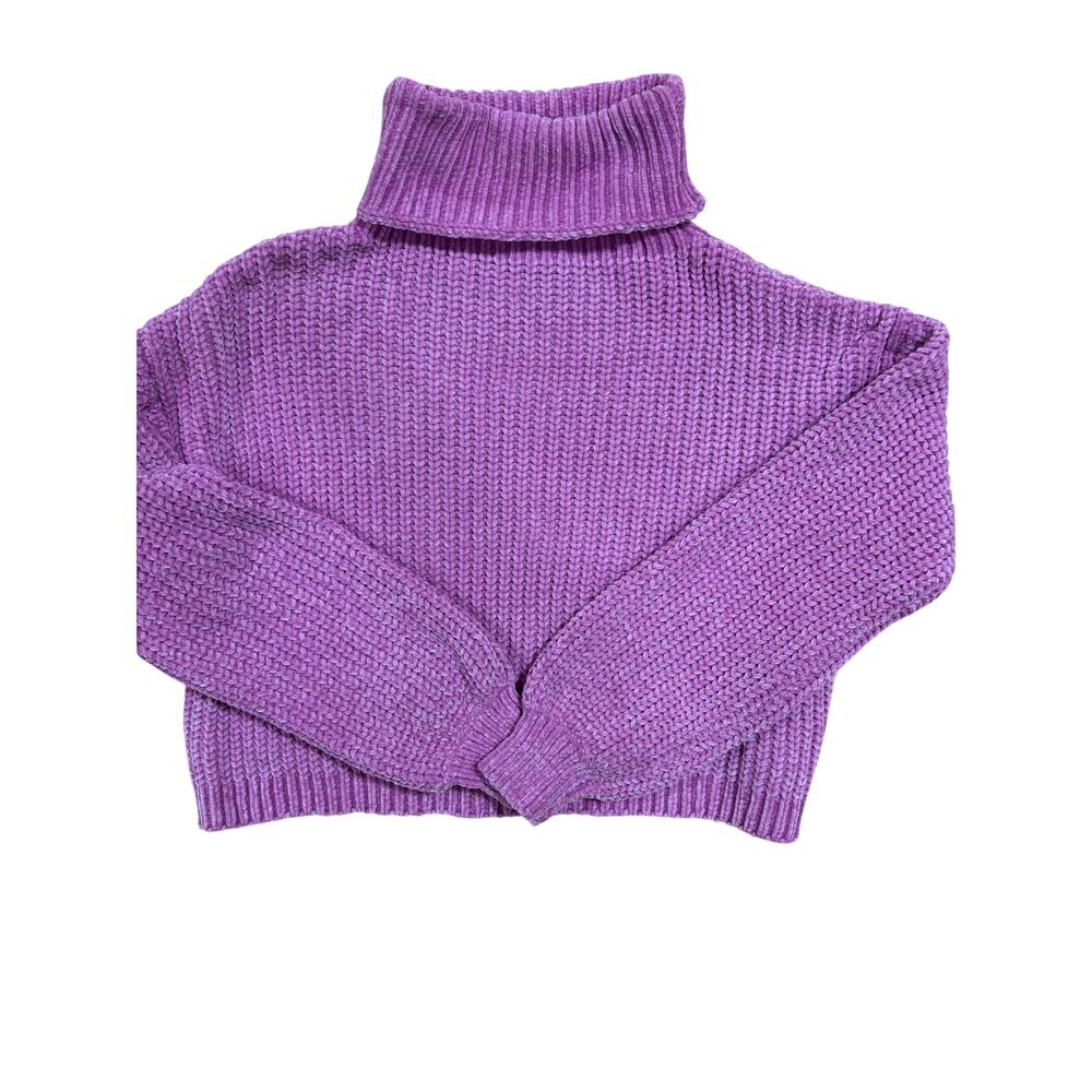 Zenana Pink‎ Chenille Turtleneck Sweater Women’s M Cropped Cozy Soft Knit - Picture 3 of 8